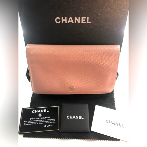 🩷 Chanel CoCo Button Pink Caviar Leather Flap Wallet Long Clutch FULL INCLUSION - Picture 1 of 14